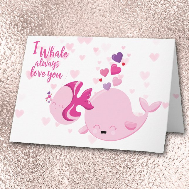 Cute Whale Always Love You Valentine Card (Creator Uploaded)