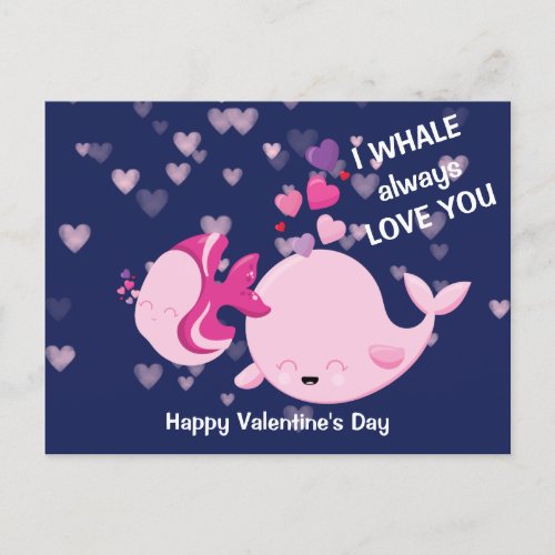 Cute Whale Always Love You Valentine Postcard