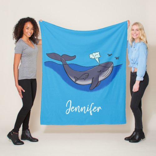 Cute whale and calf cartoon blanket