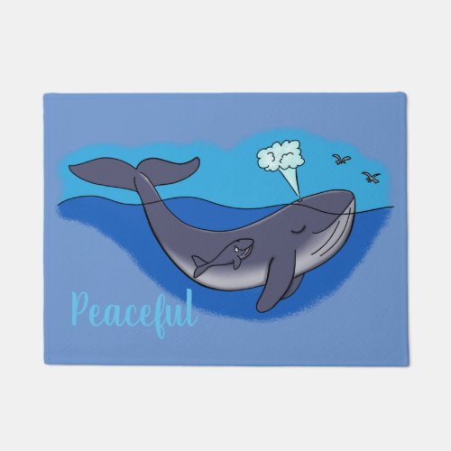 Cute whale and calf cartoon doormat