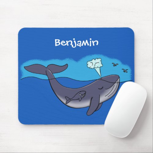 Cute whale and calf cartoon mouse pad