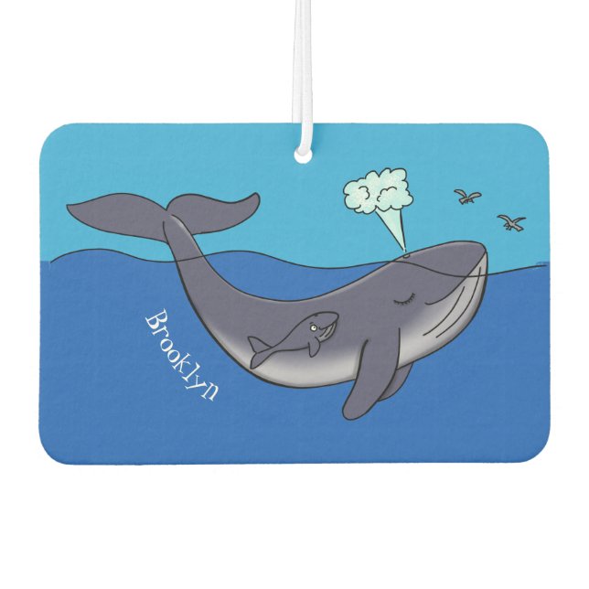Cute whale and calf whimsical cartoon air freshener (Front)