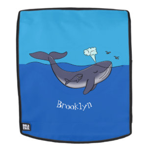 Cute whale and calf whimsical cartoon backpack