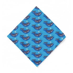 Cute whale and calf whimsical cartoon bandana