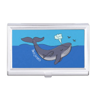 Cute whale and calf whimsical cartoon business card case
