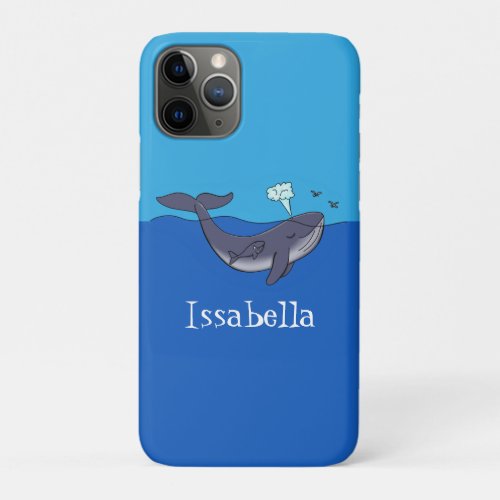 Cute whale and calf whimsical cartoon iPhone 11 pro case