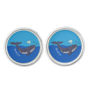 Cute whale and calf whimsical cartoon cufflinks