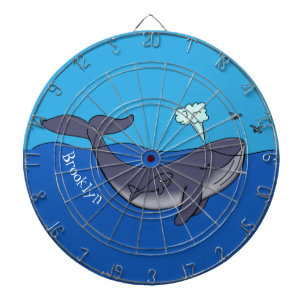 Cute whale and calf whimsical cartoon dart board