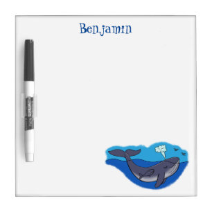 Cute whale and calf whimsical cartoon dry erase board
