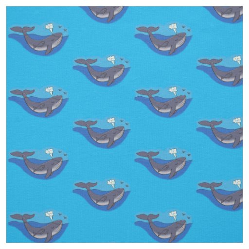 Cute whale and calf whimsical cartoon fabric