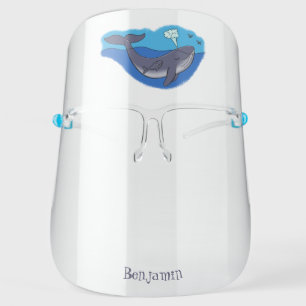 Cute whale and calf whimsical cartoon face shield