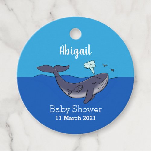 Cute whale and calf whimsical cartoon  favor tags