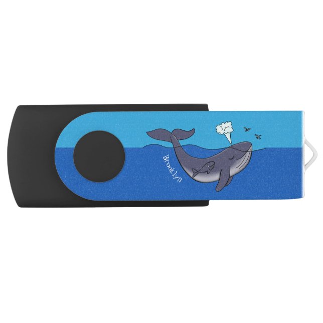 Cute whale and calf whimsical cartoon flash drive (Front)