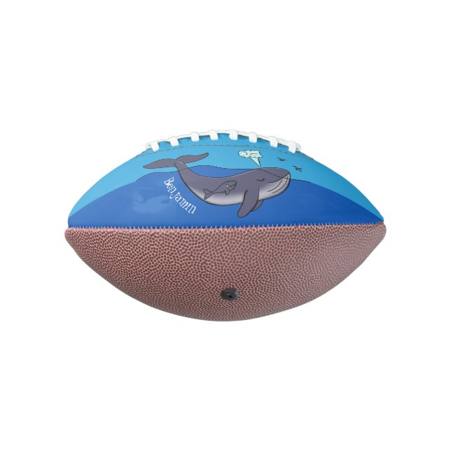 Cute whale and calf whimsical cartoon football (Rotated 270)