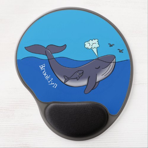 Cute whale and calf whimsical cartoon gel mouse pad