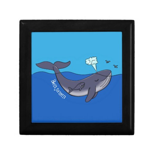 Cute whale and calf whimsical cartoon gift box