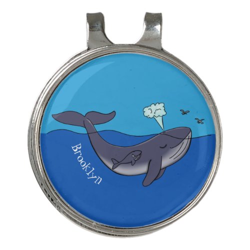 Cute whale and calf whimsical cartoon golf hat clip