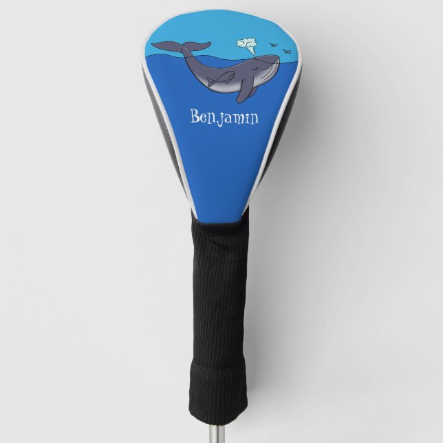 Cute whale and calf whimsical cartoon golf head cover (Front)