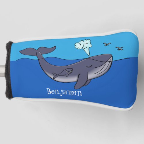 Cute whale and calf whimsical cartoon golf head cover