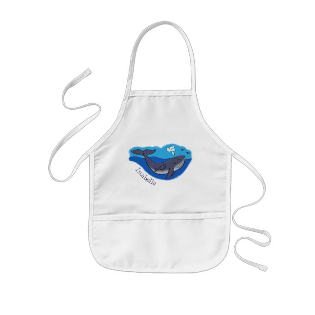 Cute whale and calf whimsical cartoon kids' apron (Front)