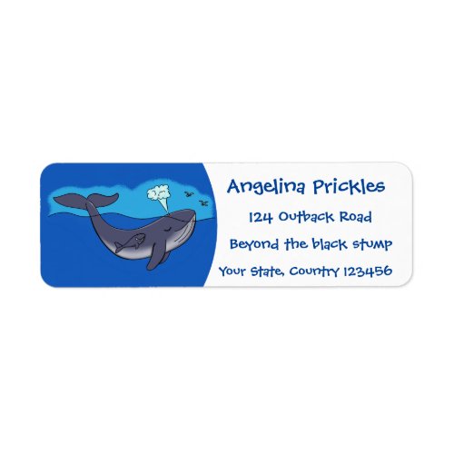 Cute whale and calf whimsical cartoon label