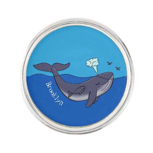 Cute whale and calf whimsical cartoon lapel pin