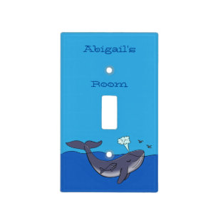 Cute whale and calf whimsical cartoon light switch cover