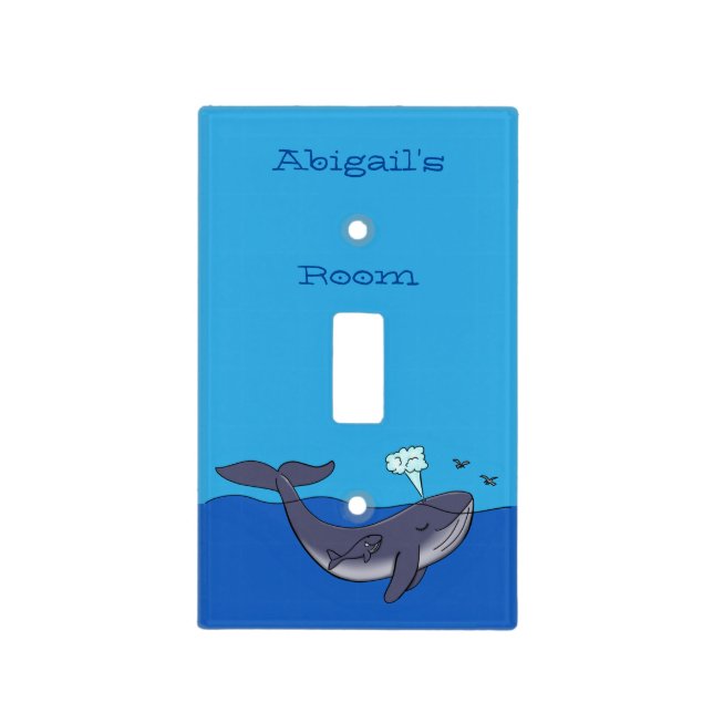 Cute whale and calf whimsical cartoon light switch cover (Front)