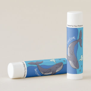 Cute whale and calf whimsical cartoon lip balm