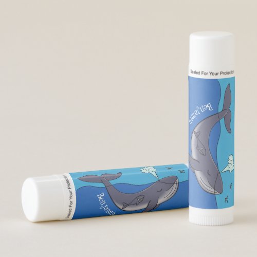 Cute whale and calf whimsical cartoon lip balm