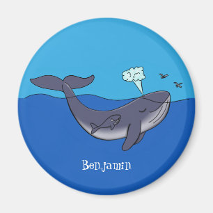 Cute whale and calf whimsical cartoon magnet