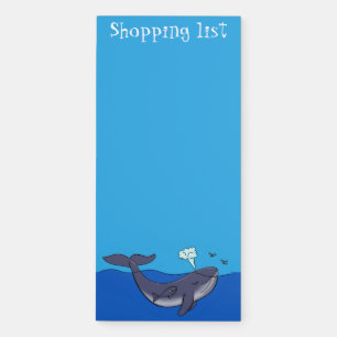 Cute whale and calf whimsical cartoon magnetic notepad