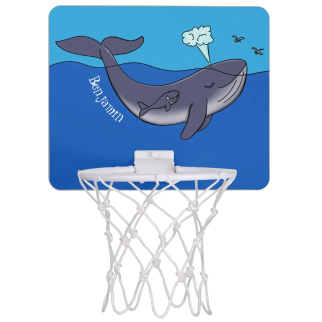 Cute whale and calf whimsical cartoon mini basketball hoop (Front)
