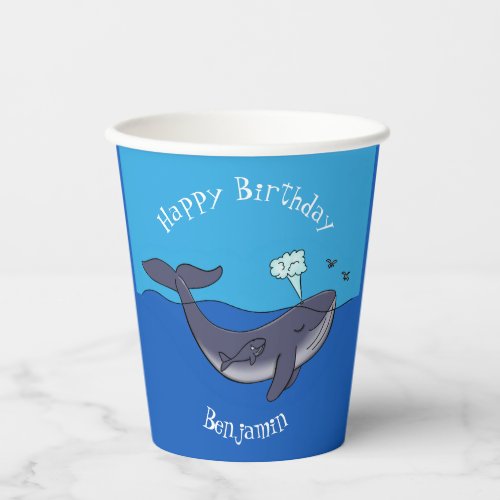 Cute whale and calf  whimsical cartoon paper cups
