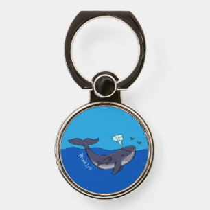 Cute whale and calf whimsical cartoon phone ring stand