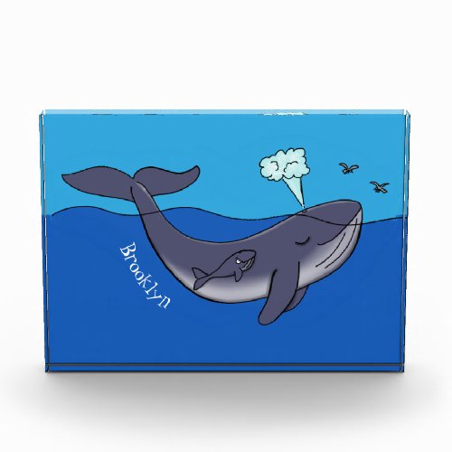 Cute whale and calf whimsical cartoon photo block
