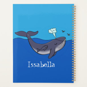 Cute whale and calf whimsical cartoon planner