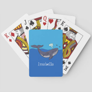 Cute whale and calf whimsical cartoon poker cards
