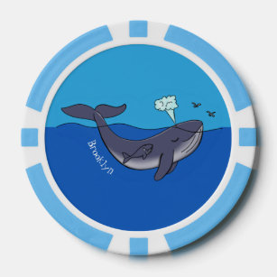 Cute whale and calf whimsical cartoon poker chips