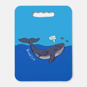 Cute whale and calf whimsical cartoon seat cushion