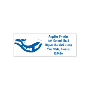 Cute whale and calf whimsical cartoon self-inking stamp