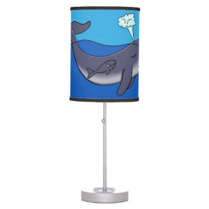 Cute whale and calf whimsical cartoon table lamp