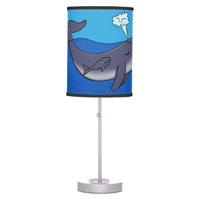 Cute whale and calf whimsical cartoon table lamp (Front)
