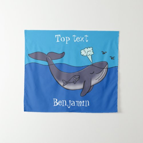 Cute whale and calf whimsical cartoon  tapestry