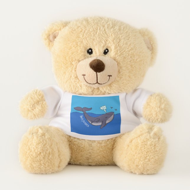 Cute whale and calf whimsical cartoon teddy bear (Front)