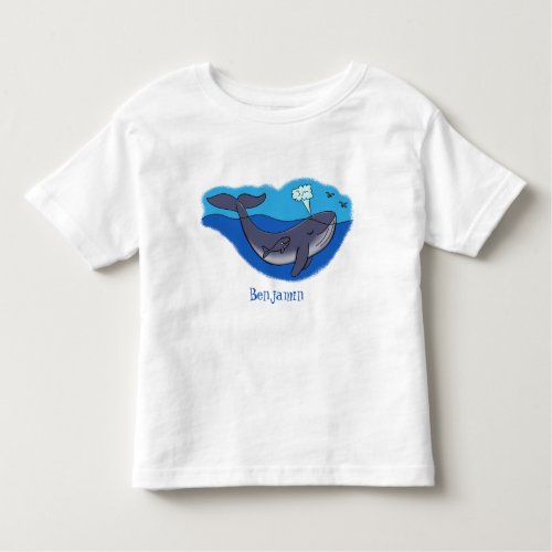 Cute whale and calf whimsical cartoon toddler t_shirt