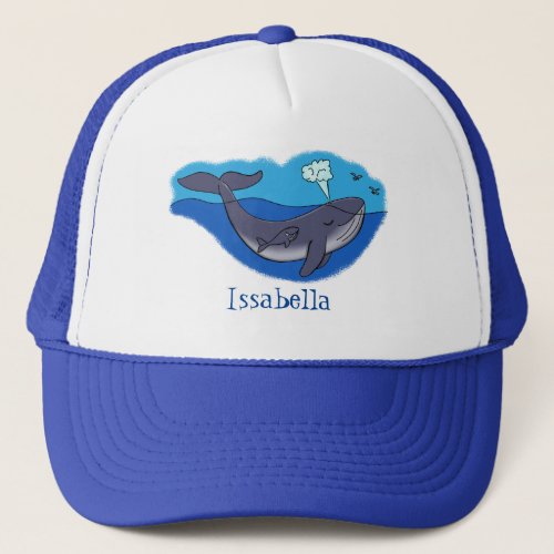 Cute whale and calf whimsical cartoon trucker hat