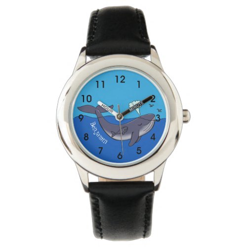 Cute whale and calf whimsical cartoon watch