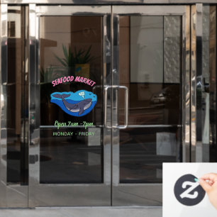 Cute whale and calf whimsical cartoon window cling