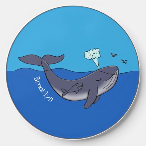 Cute whale and calf whimsical cartoon wireless charger 